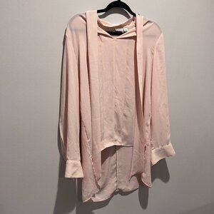 Tie Neck High Low Blouse